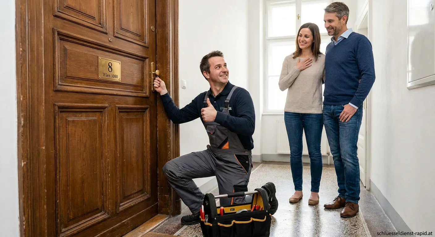 Aufsperrdienst Öffner bei der Arbeit an einer Wohnungstür