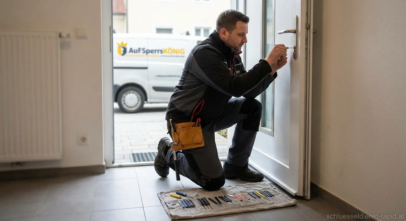 Aufsperrkönig öffnet Haustür mit Spezialwerkzeug